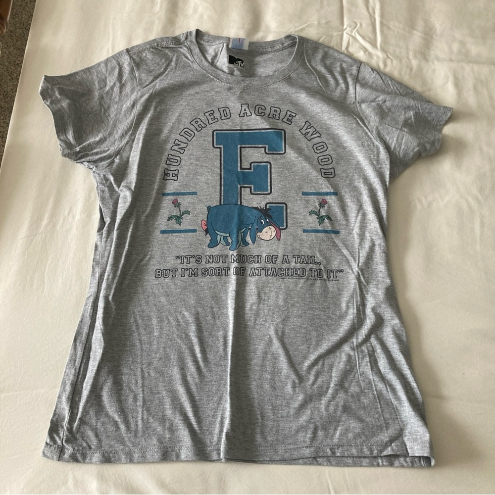 Eyore Hundred Acre Wood Gray Tee women large